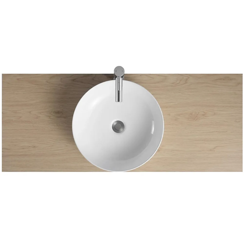 Mob-In Vasque à poser ronde en céramique blanche 42cm