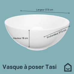 Vasque À Poser|GoodHome Vasque à poser ronde en céramique blanc Tasi