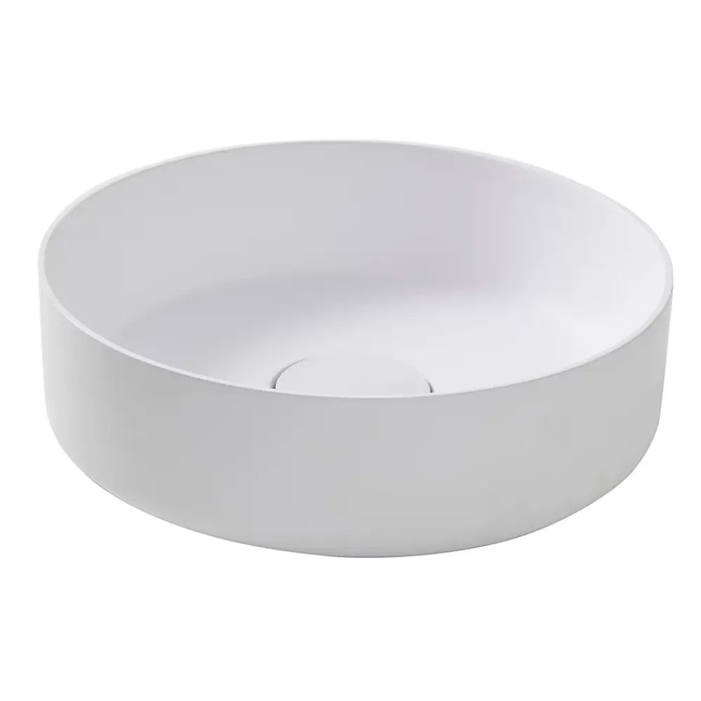 GoodHome Vasque à poser ronde en résine blanche Ø38 x H.12 cm Apanas