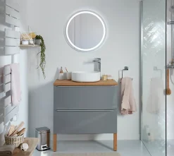 GoodHome Vasque à poser ronde en résine blanche Ø38 x H.12 cm Apanas