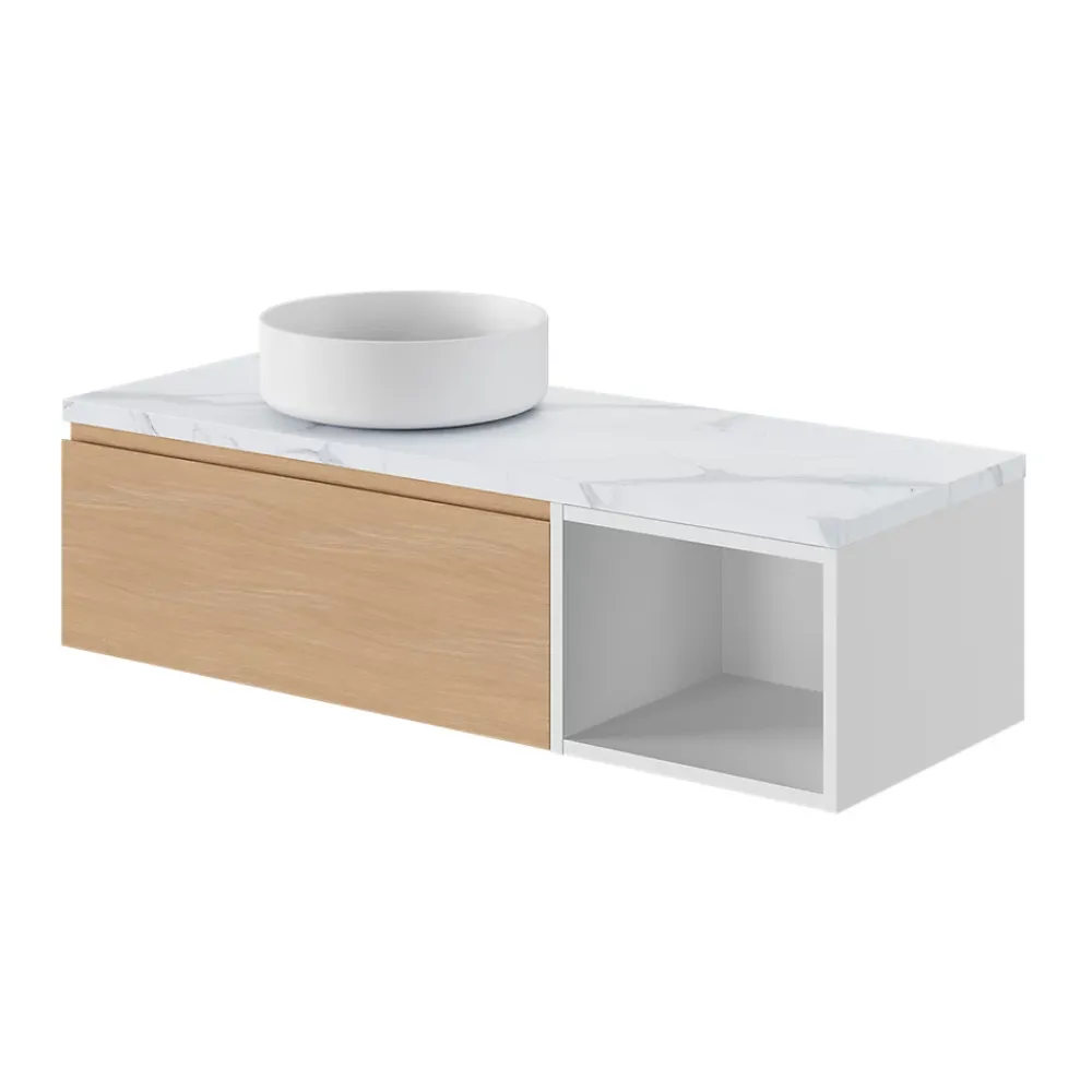 GoodHome Vasque à poser ronde en résine blanche Ø38 x H.12 cm Apanas