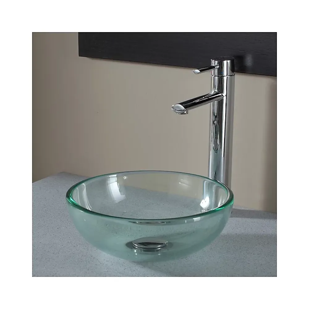 Vasque À Poser|Planète Bain Vasque à poser ronde petit diamètre 31 cm en verre transparent