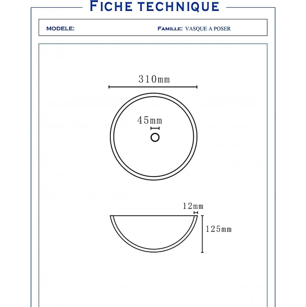 Vasque À Poser|Planète Bain Vasque à poser ronde petit diamètre 31 cm en verre transparent