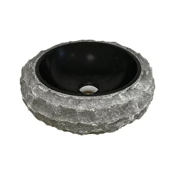 Byca Vasque à poser ronde PITA - 40 cm noir en basalte