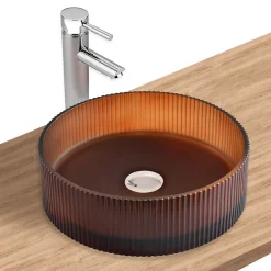 Vasque À Poser|Homesight Vasque à poser ronde verre fumé miel Ø36 x H.12 cm Bali
