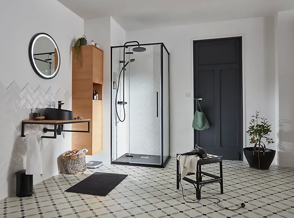 Vasque À Poser|GoodHome Vasque à poser résine Allos Noir