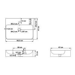 Schulte Vasque À Poser Dara - 60,5 X 47 X 14,5 Cm - Rectangulaire - Blanc