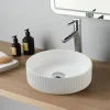 Vasque À Poser|Planète Bain Vasque à poser striée Ania 36cm blanche