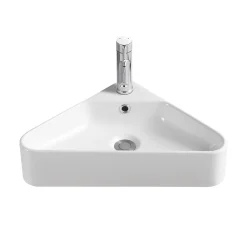 Plan Vasque Lave-Mains|Mob-In Vasque à suspendre d'angle en céramique blanche 42,5cm