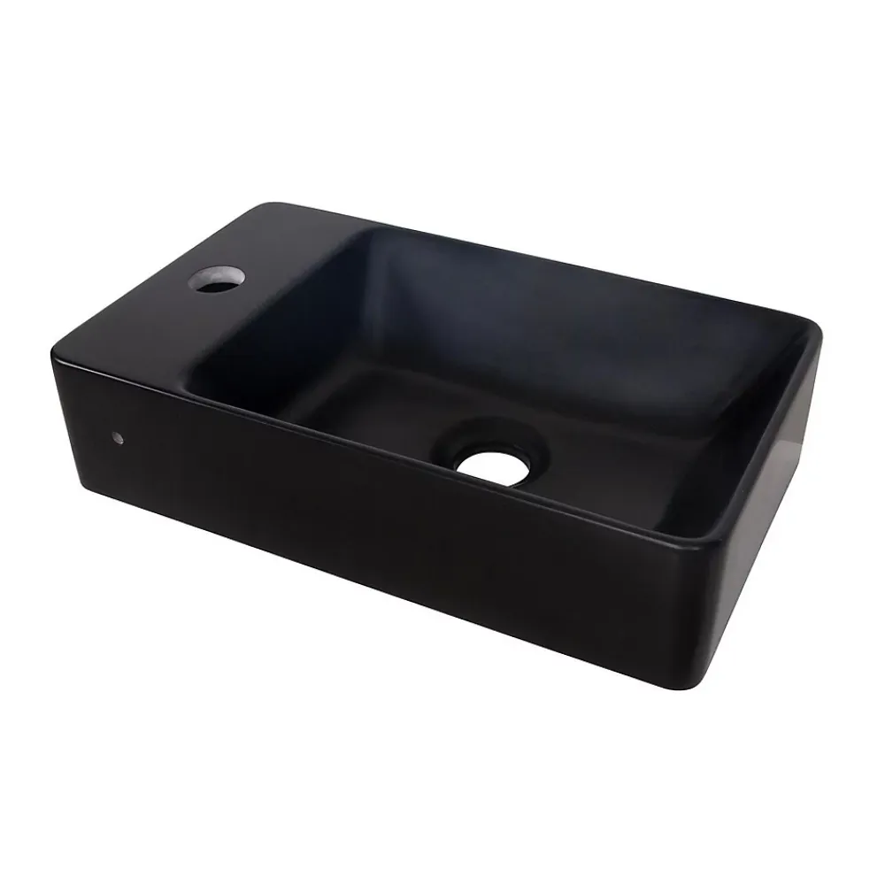 Mob-In Vasque à suspendre ou à poser rectangulaire en résine noire 40x23cm