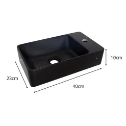 Mob-In Vasque à suspendre ou à poser rectangulaire en résine noire 40x23cm