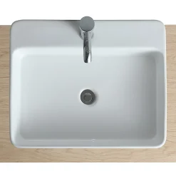 Vasque À Poser|Homesight Vasque à suspendre ou poser en céramique l.60 x H.12 x P.49 cm, blanc, Andy
