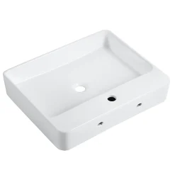 Vasque À Poser|Homesight Vasque à suspendre ou poser en céramique l.60 x H.12 x P.49 cm, blanc, Andy
