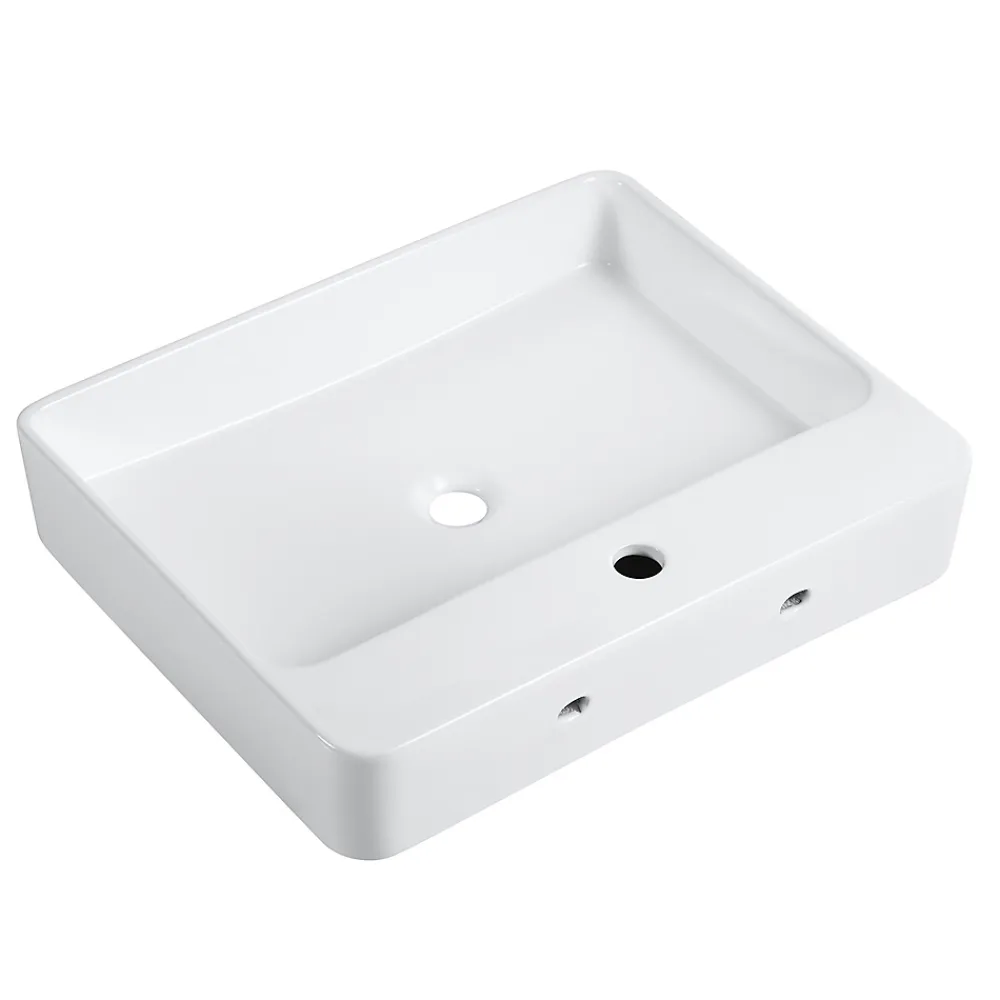 Vasque À Poser|Homesight Vasque à suspendre ou poser en céramique l.60 x H.12 x P.49 cm, blanc, Andy
