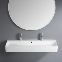 Vasque À Suspendre|Homesight Vasque à suspendre rectangulaire céramique blanc Malaga