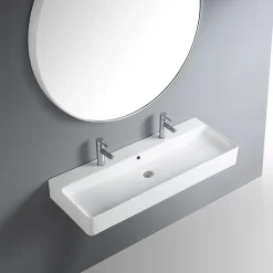 Vasque À Suspendre|Homesight Vasque à suspendre rectangulaire céramique blanc Malaga