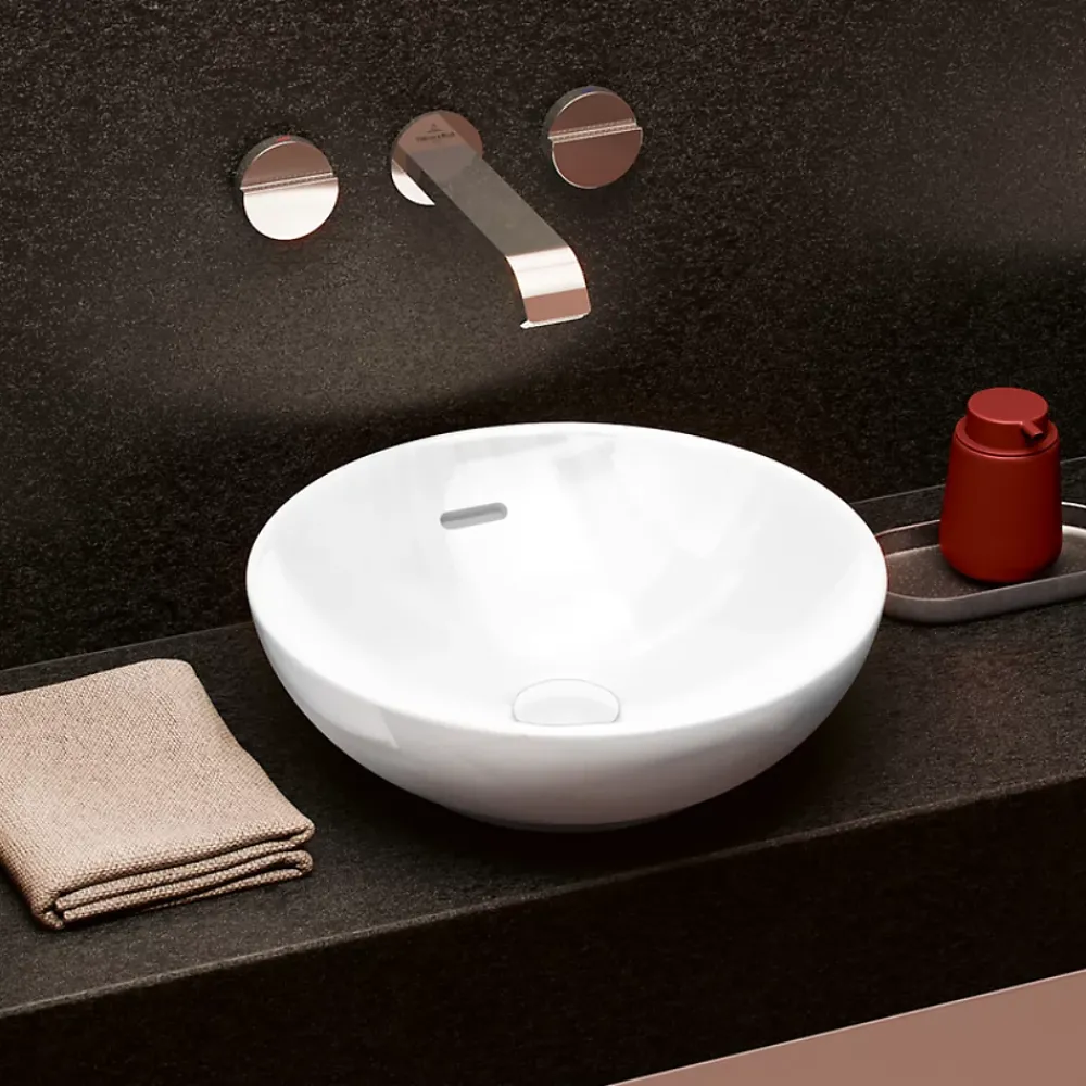 Plan Simple Vasque|Villeroy & Boch Vasque 38 x 38 ronde à poser VILLEROY ET BOCH Loop & Friends non meulé blanche sans trop plein