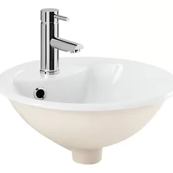 Sanindusa Vasque a encastrer par dessus céramique traditionnelle Anna blanc (robinet non inclus)