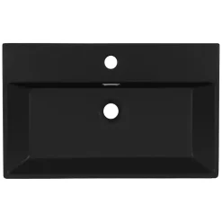 Vasque À Poser|Luxebath Vasque a poser carré noir lavabo ceramique salle de bain 605x365mm ML-Design