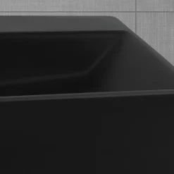Vasque À Poser|Luxebath Vasque a poser carré noir lavabo ceramique salle de bain 605x365mm ML-Design