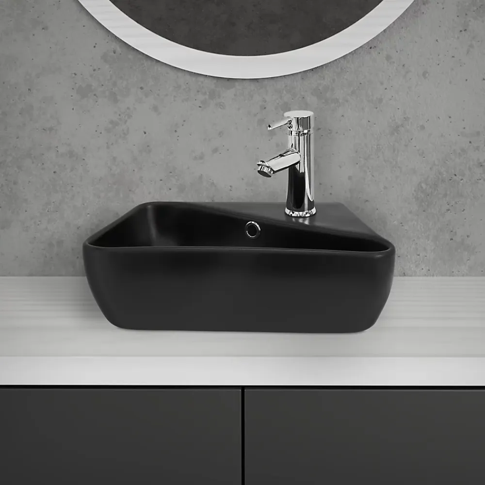 Vasque À Poser|Ml-Design Vasque a poser noir ceramique lave-main Evier pour salle de bain 450x270x130 mm