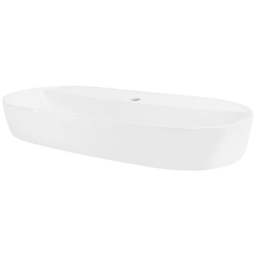 Ml-Design Vasque a poser ovale blanc en ceramique lavabo pour salle de bain 800x400x120 mm