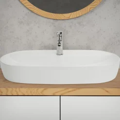 Ml-Design Vasque a poser ovale blanc en ceramique lavabo pour salle de bain 800x400x120 mm