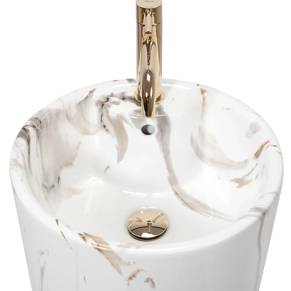 Lavabo|Rea Vasque Autoportante Blanka Marble White Round
