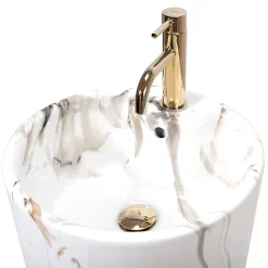 Lavabo|Rea Vasque Autoportante Blanka Marble White Round