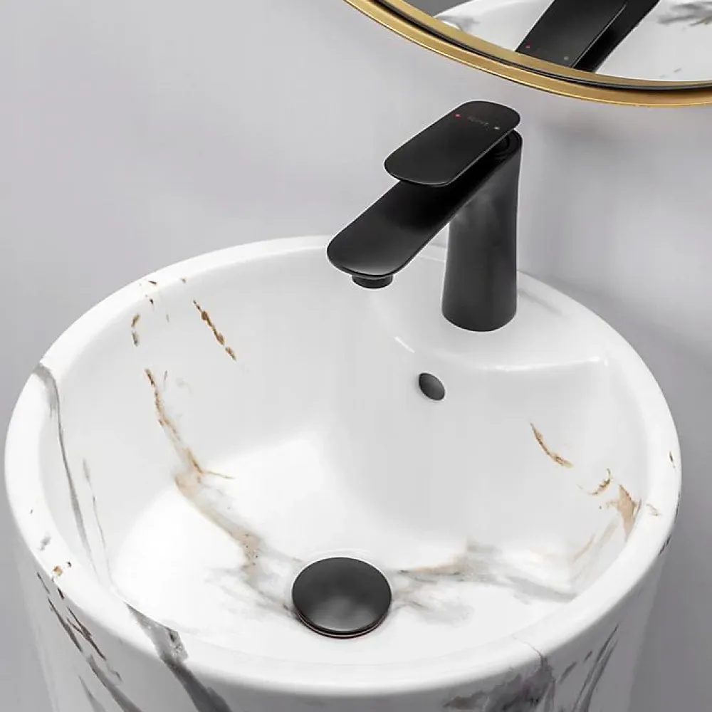 Lavabo|Rea Vasque Autoportante Blanka Marble White Round