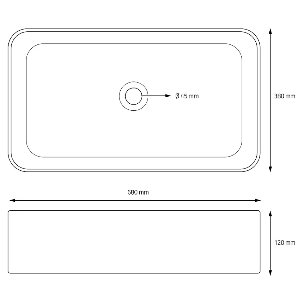 Vasque À Poser|Ml-Design Vasque blanc rectangulaire en ceramique lavabo lave-mains a poser 680x380x120 mm