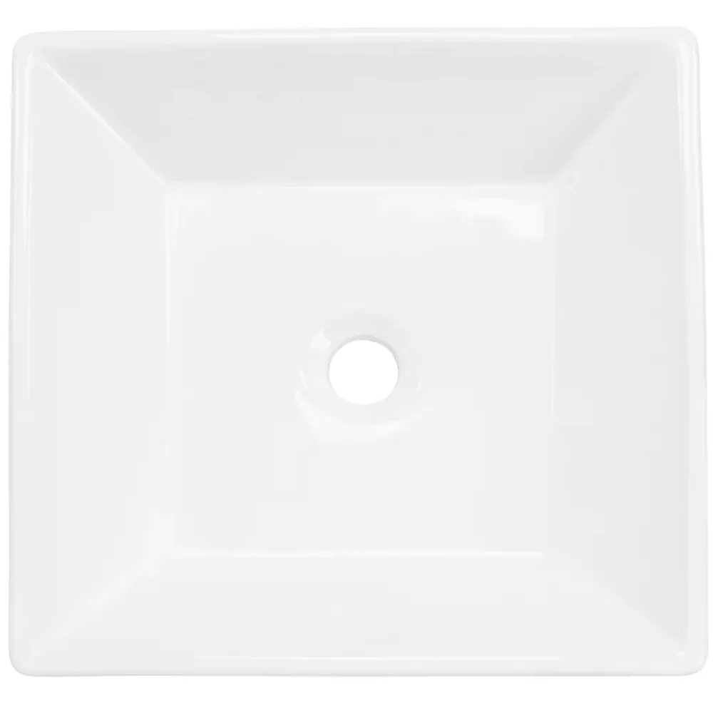 Ml-Design Vasque carré ceramique blanc lavabo a poser sur plan de toilette 410x410x120 mm