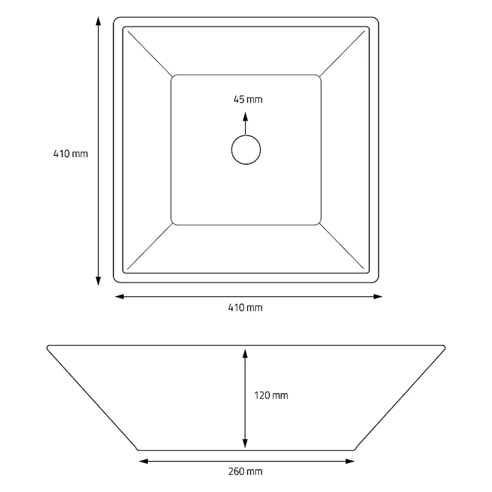 Ml-Design Vasque carré ceramique blanc lavabo a poser sur plan de toilette 410x410x120 mm