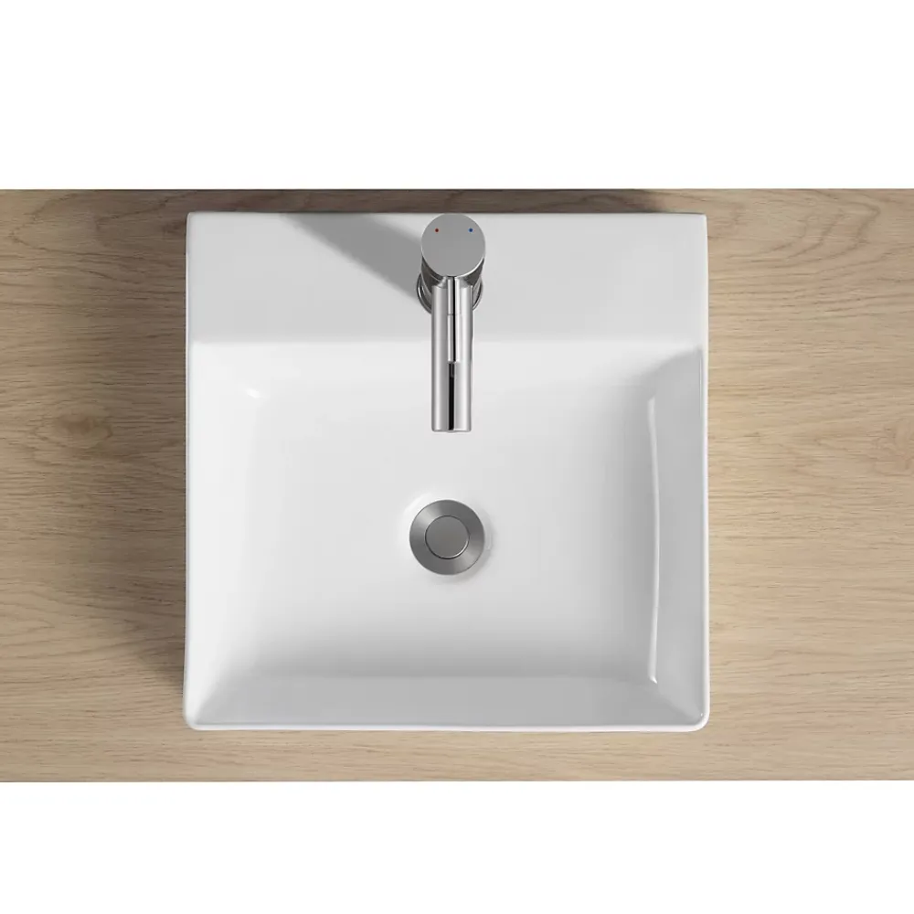 Mob-In Vasque carrée à poser en céramique blanche 40 cm NAO