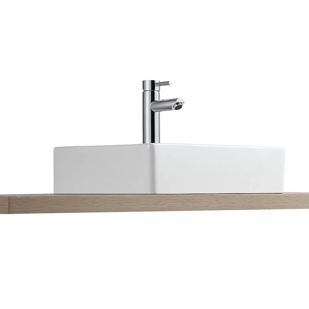 Mob-In Vasque carrée à poser en céramique blanche 40 cm NAO