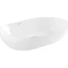 Sanindusa Vasque céramique traditionnelle ovale a poser sur plan 60x38 Sanlife blanc