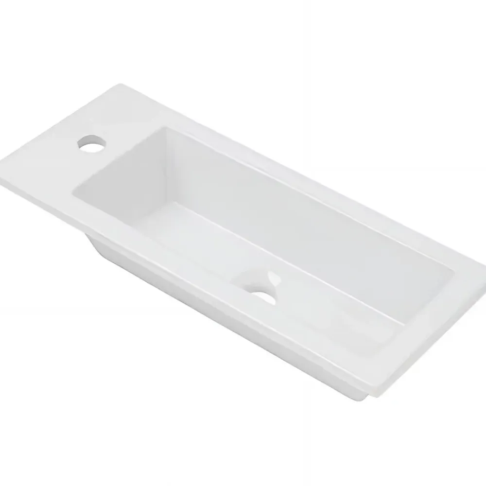 Vasque À Encastrer|Sanindusa Vasque céramique traditionnelle a encastrer par dessus rectangulaire Alicante 600 blanc