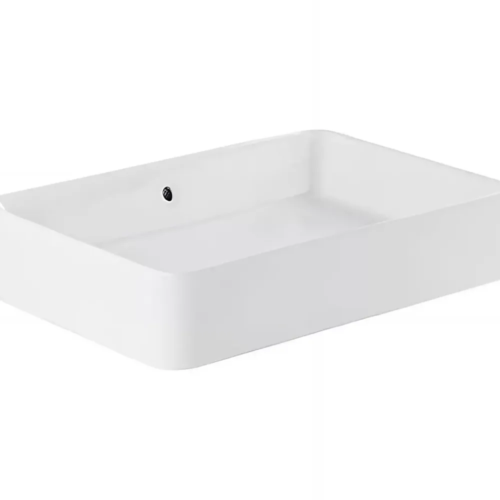 Vasque À Encastrer|Sanindusa Vasque céramique traditionnelle rectangulaire a poser sur plan 60x35 Sanlife blanc