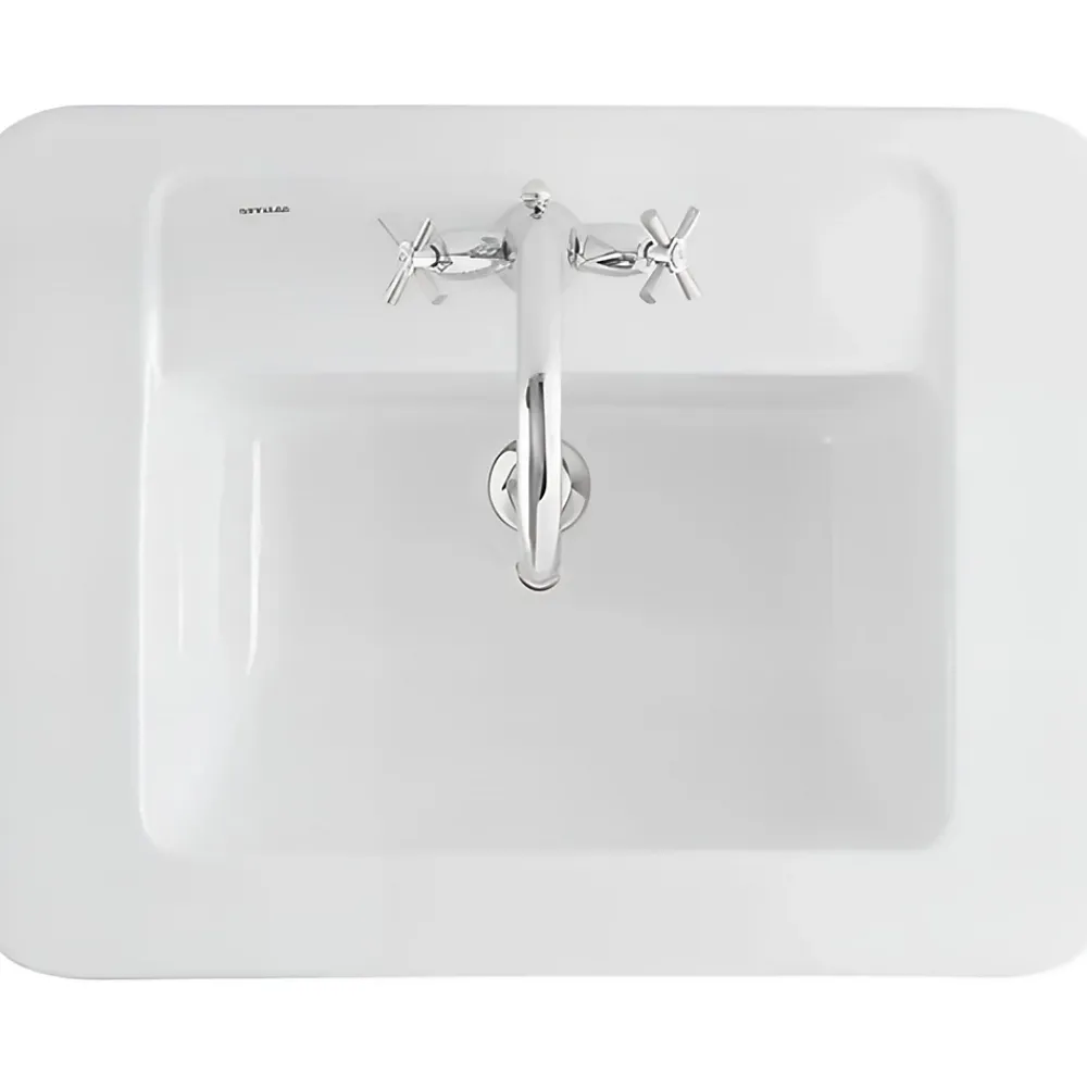 Vasque À Encastrer|Sanindusa Vasque céramique traditionnelle a encastrer Vintage blanc