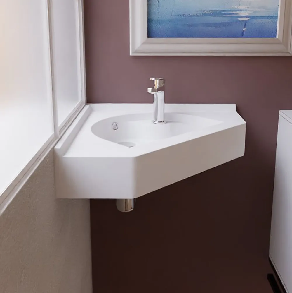 Plan Vasque Lave-Mains|Cuisibane Vasque d'angle suspendue RESIANGLE- 50x50cm
