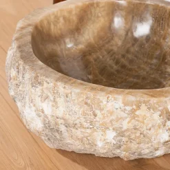 Wanda Collection Vasque de salle de bain à poser en pierre Onyx 40 - 45 cm