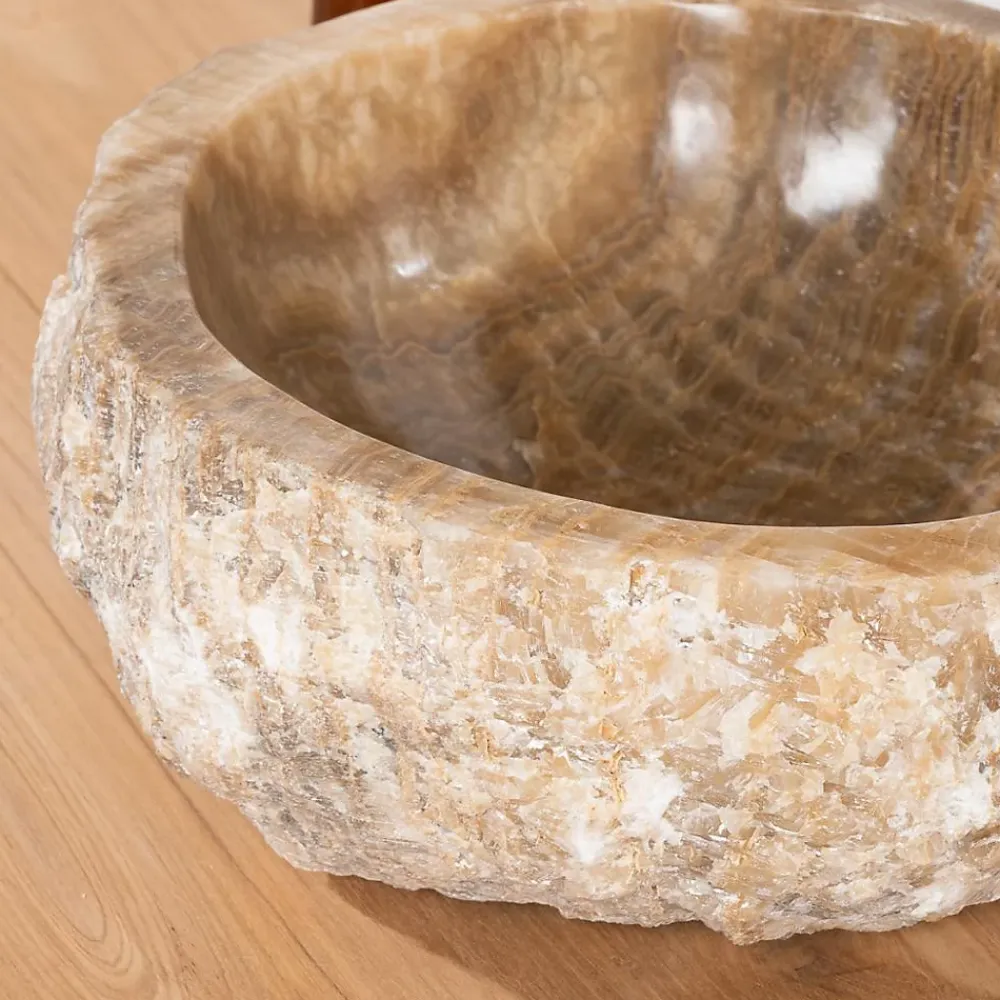 Wanda Collection Vasque de salle de bain à poser en pierre Onyx 40 - 45 cm