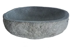 Vente-unique Vasque de salle de bain en pierre de rivière WATU - Couleur grise