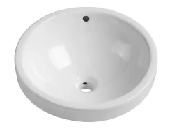 Vasque À Encastrer|Vente-unique Vasque de salle de bain semi-encastrée ronde en céramique - 46 cm - Blanc - CATONAC II