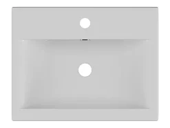 Vasque À Encastrer|Vente-unique Vasque de salle de bain semi-encastrée rectangle en céramique - L51,5 cm - Blanc - YASMAC II