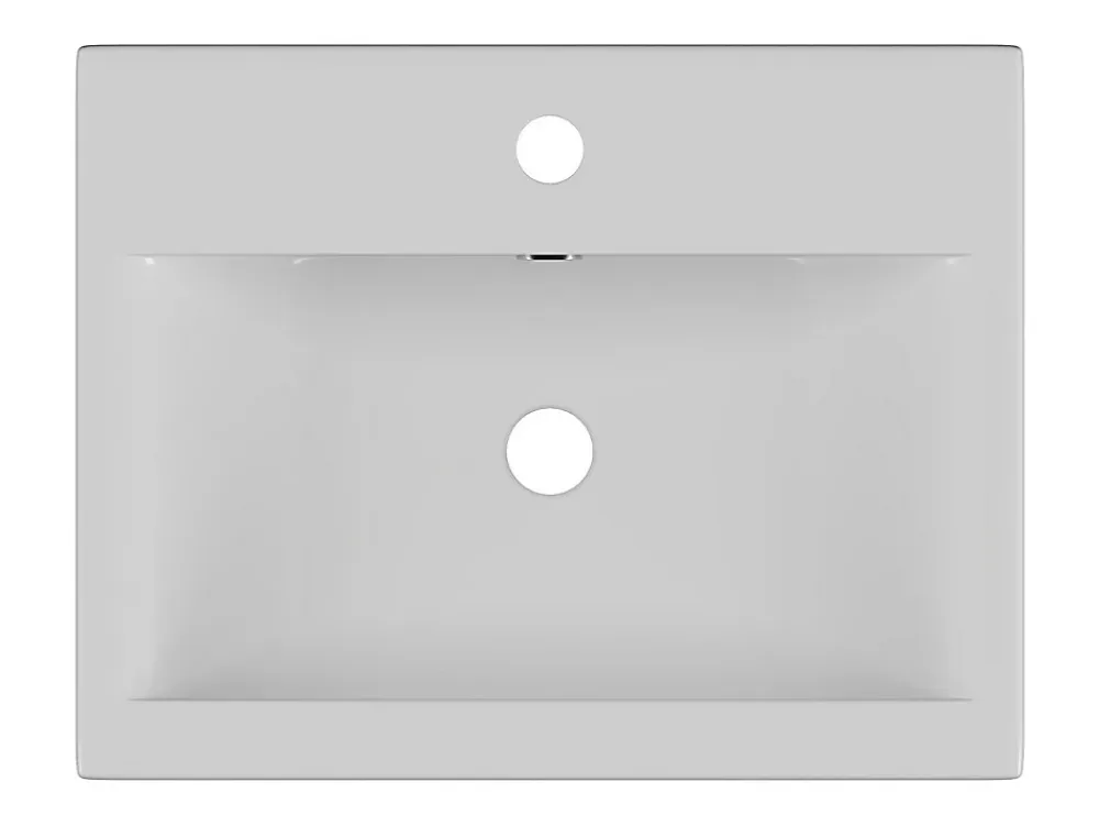 Vasque À Encastrer|Vente-unique Vasque de salle de bain semi-encastrée rectangle en céramique - L51,5 cm - Blanc - YASMAC II