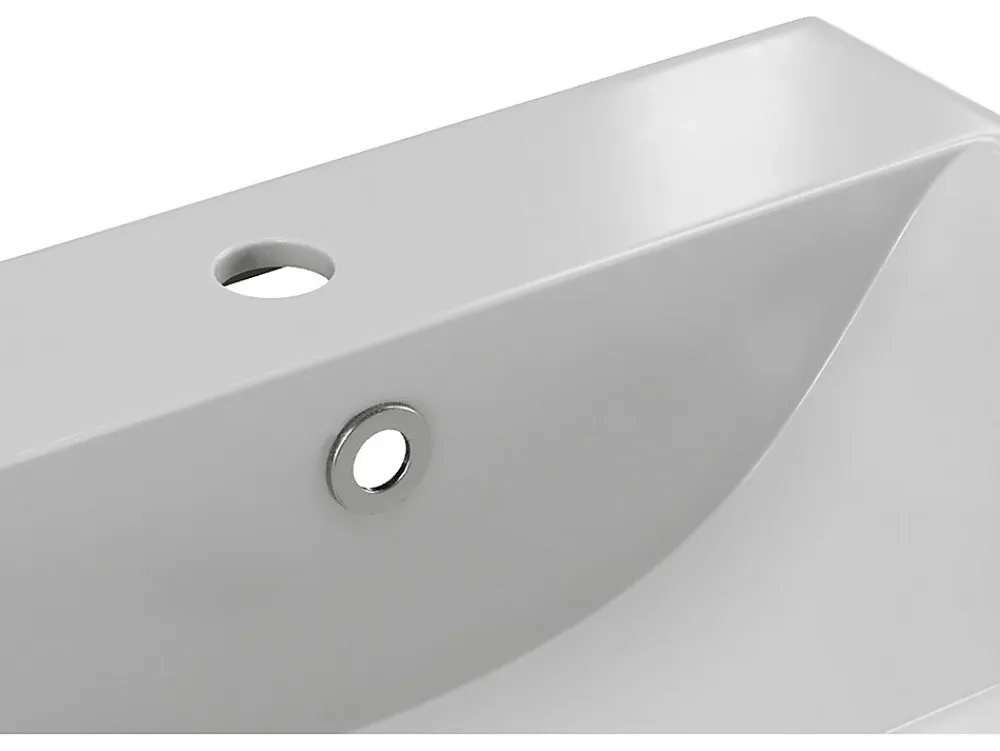 Vasque À Encastrer|Vente-unique Vasque de salle de bain semi-encastrée rectangle en céramique - L51,5 cm - Blanc - YASMAC II