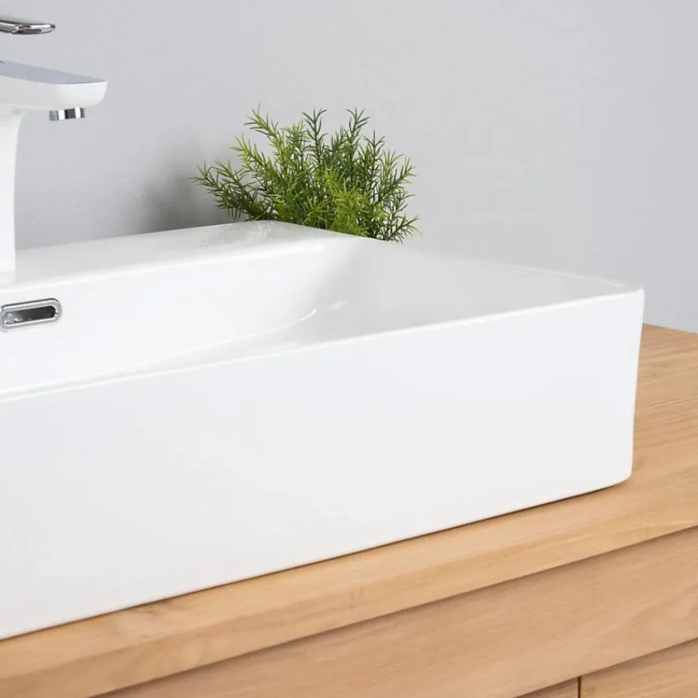 Vasque À Poser|Wanda Collection Vasque en céramique avec plage Olga 60cm