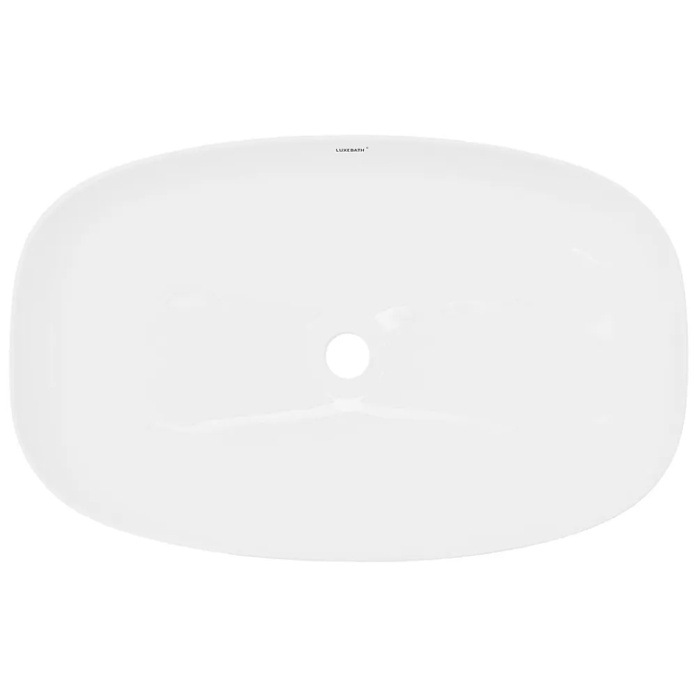 ECD Germany Vasque en céramique blanc avec bonde de vidage pour salle de bain 605x380x140 mm