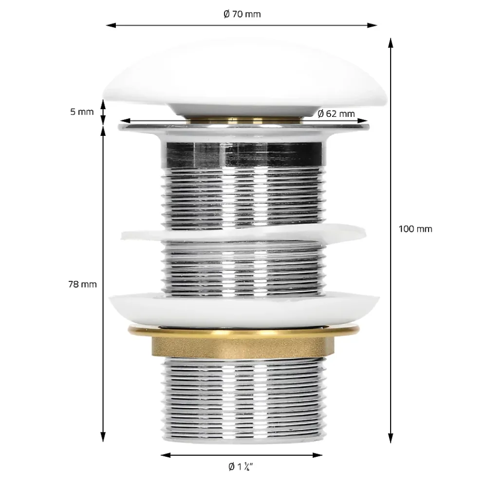ECD Germany Vasque en céramique blanc ronde avec bond de vidage salle de bain 355x120 mm